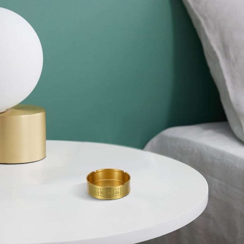 منفضة سجائر نحاسية مصقولة مستديرة لحامل الرماد على طاولة لتزيين المنزل والمكتب والتراس وطاولة الطعام - Image 5